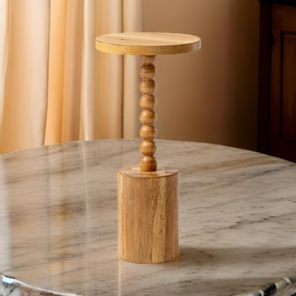 Wooden Round Ribbon End Table - Image 2