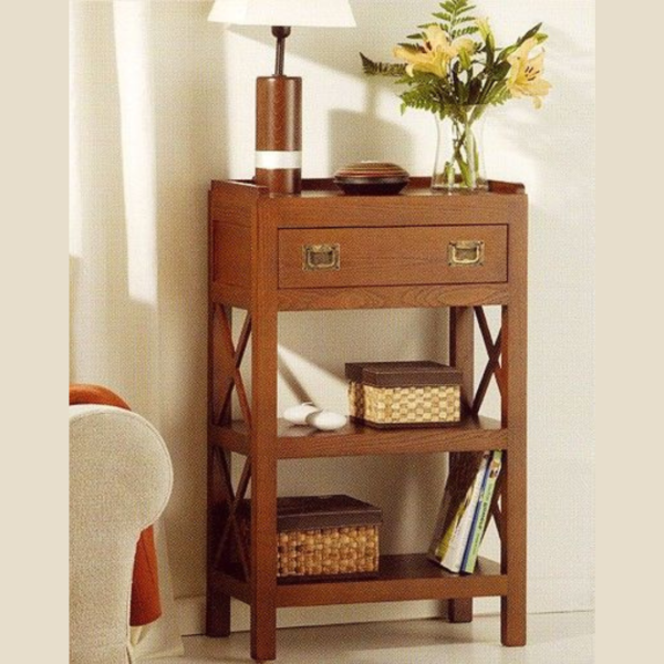Solid Wood Side Table with Drawer – Handcrafted Minimalist Accent Furniture