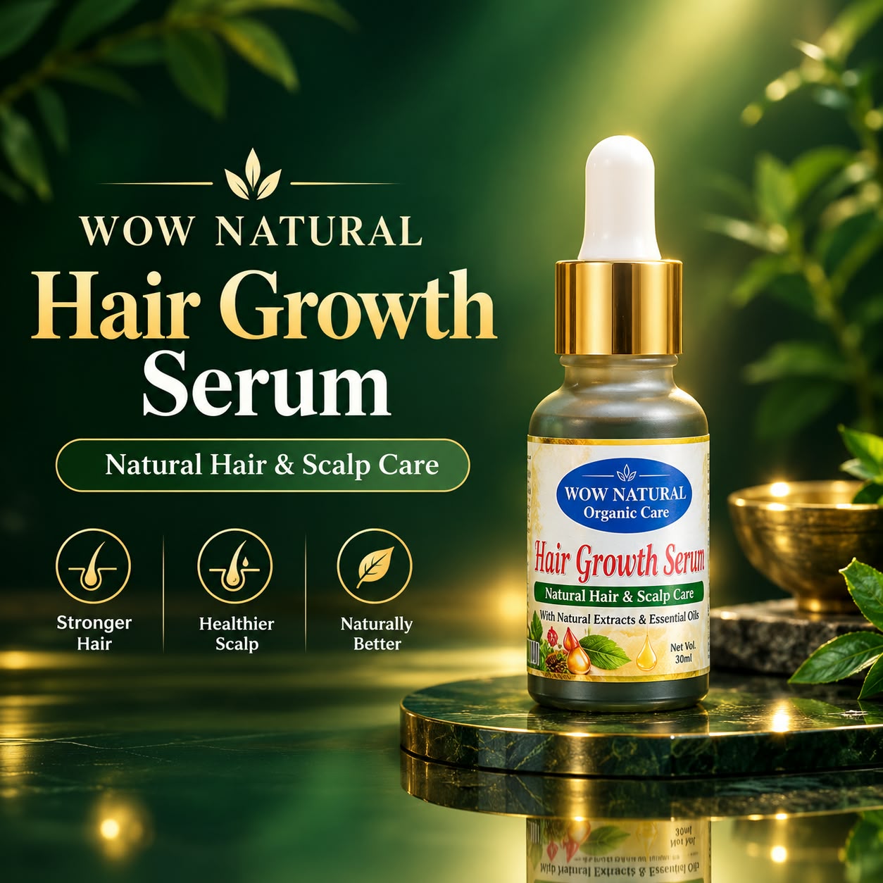 WOW Natural Herbal Hair Growth Serum for Scalp and Strength