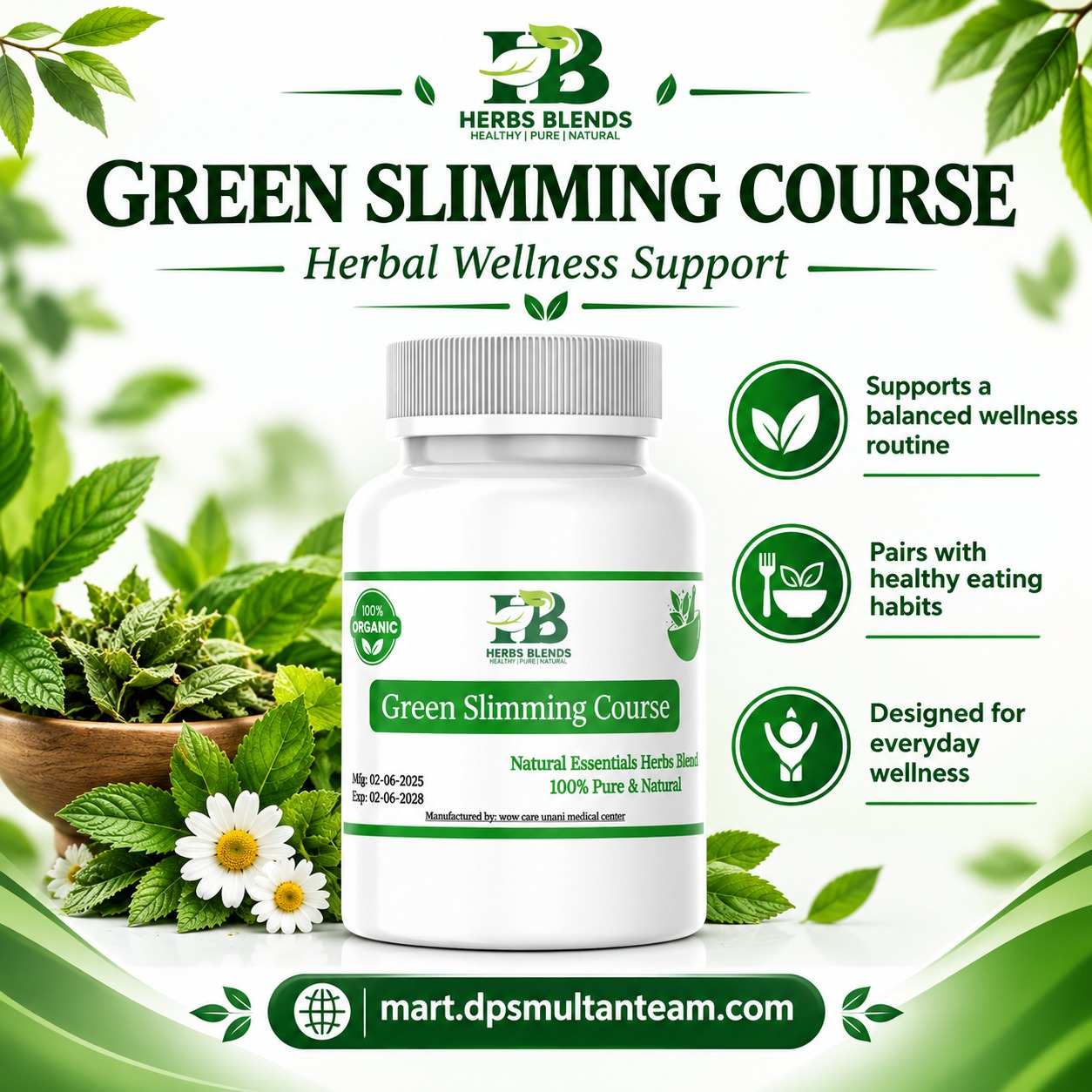 Green Slimming Course Herbal Supplement for Healthy Weight Management Support