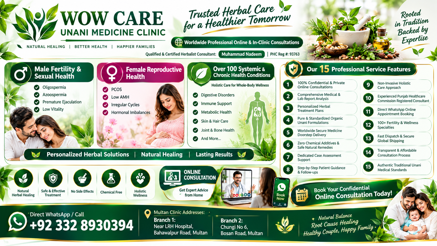 Wow Care Unani Clinic Herbal Wellness Banner